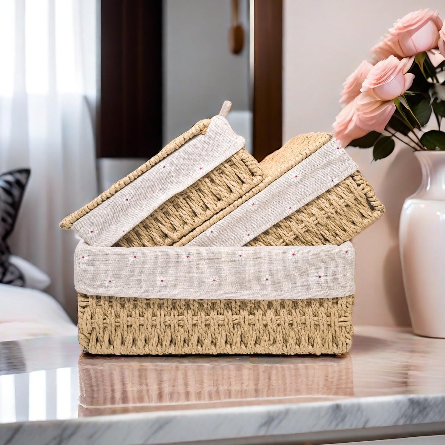 GIB Small Wicker Storage Baskets / Beige