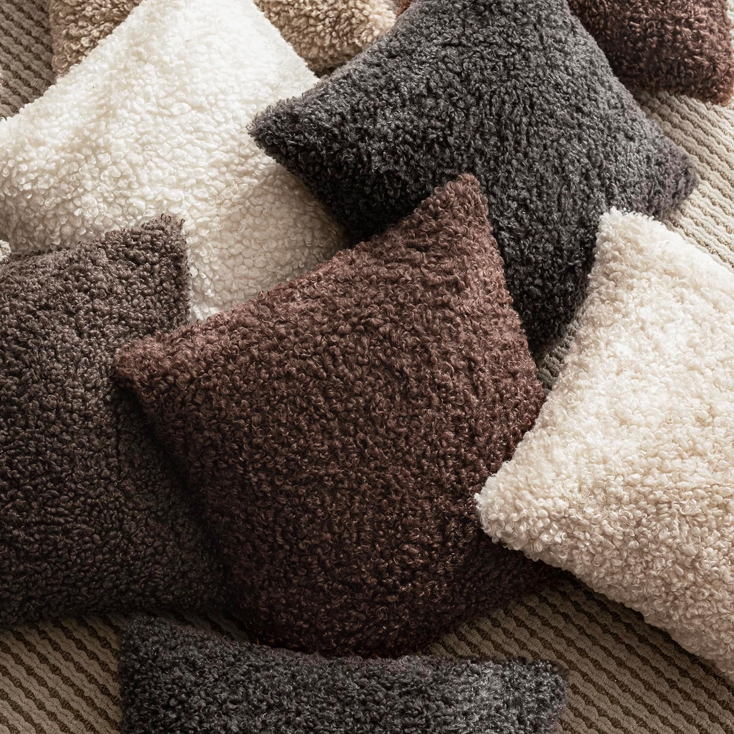 Faux Fur Throw Pillow Cover Accent Sherpa Furry Pillow / 18 x 18 / Beaver Fur / Red / Set of 2