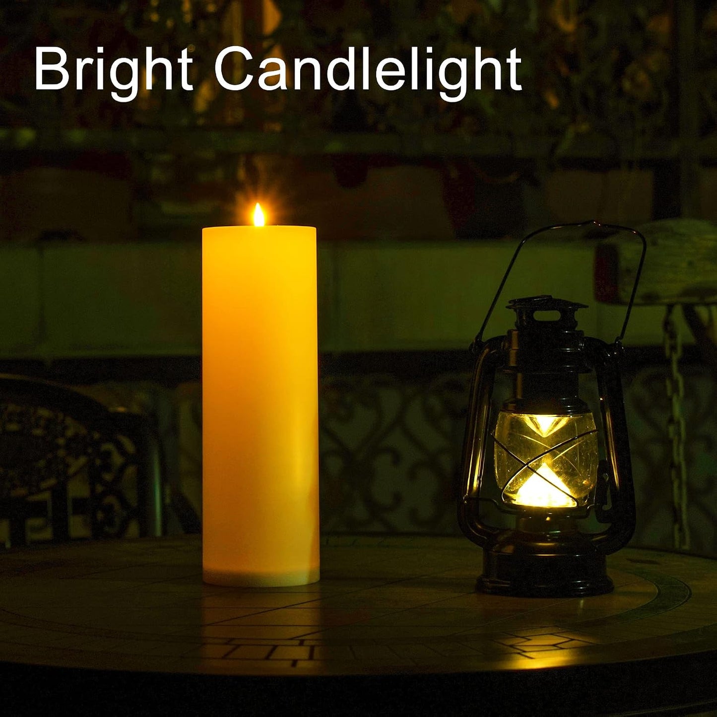 Large Flameless LED Candles Outdoor: 12" x 4" Battery Operated Pillar Candles Flickering with Timer Waterproof Fake