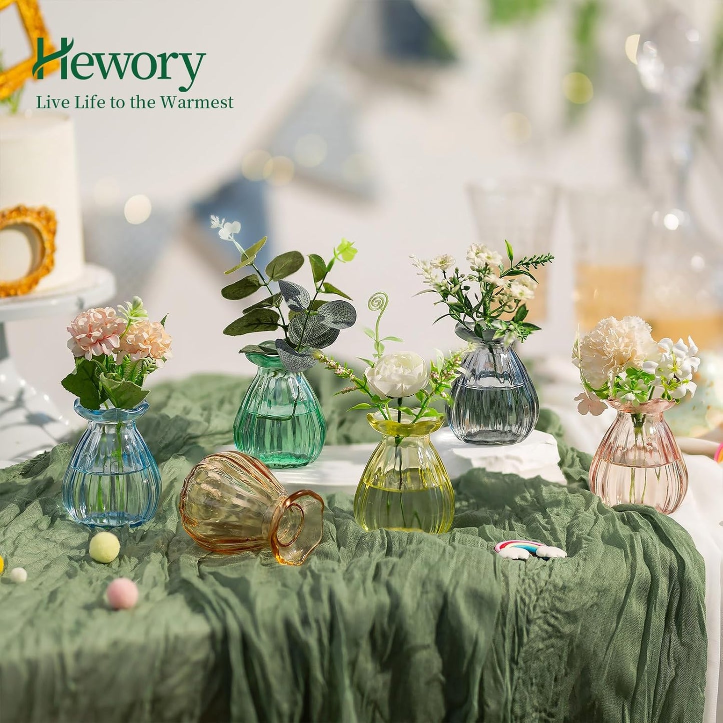 Mini Ribbed Vases / Colored / Set of 12