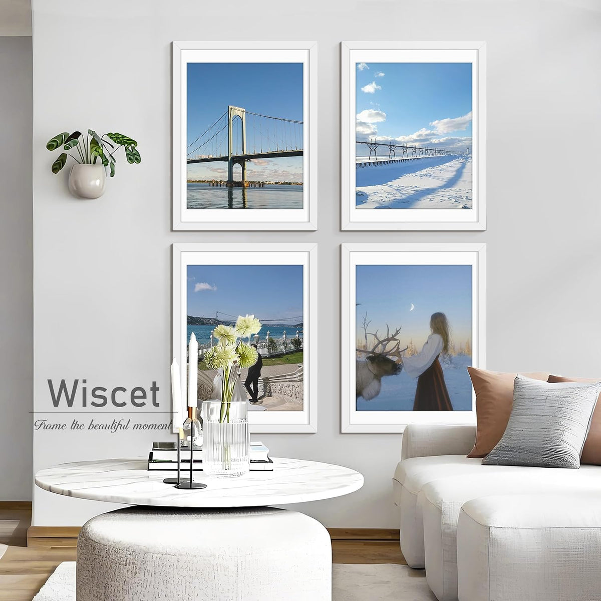 Wiscet 18x24 Poster Frame, White, 4 Pack | Display Picture 16x20 with Mat or 18x24 without Mat, Photo Frame for