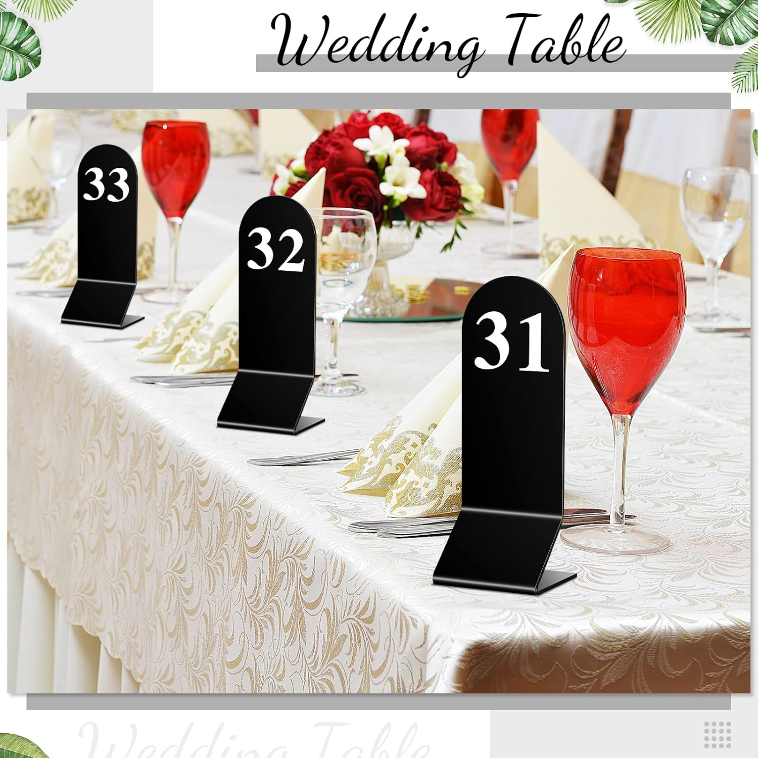 50 Pcs Acrylic Table Numbers 1-50 Double Sided Tent Cards,Black | Standing Tent Holders for Restaurant Seating and