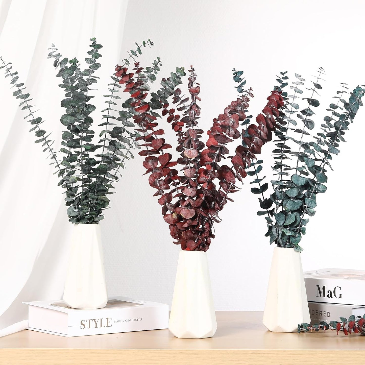 17'' Natural Real Live Greenery Eucalyptus Leaves Branches Hanging Shower / Green / Set of 20