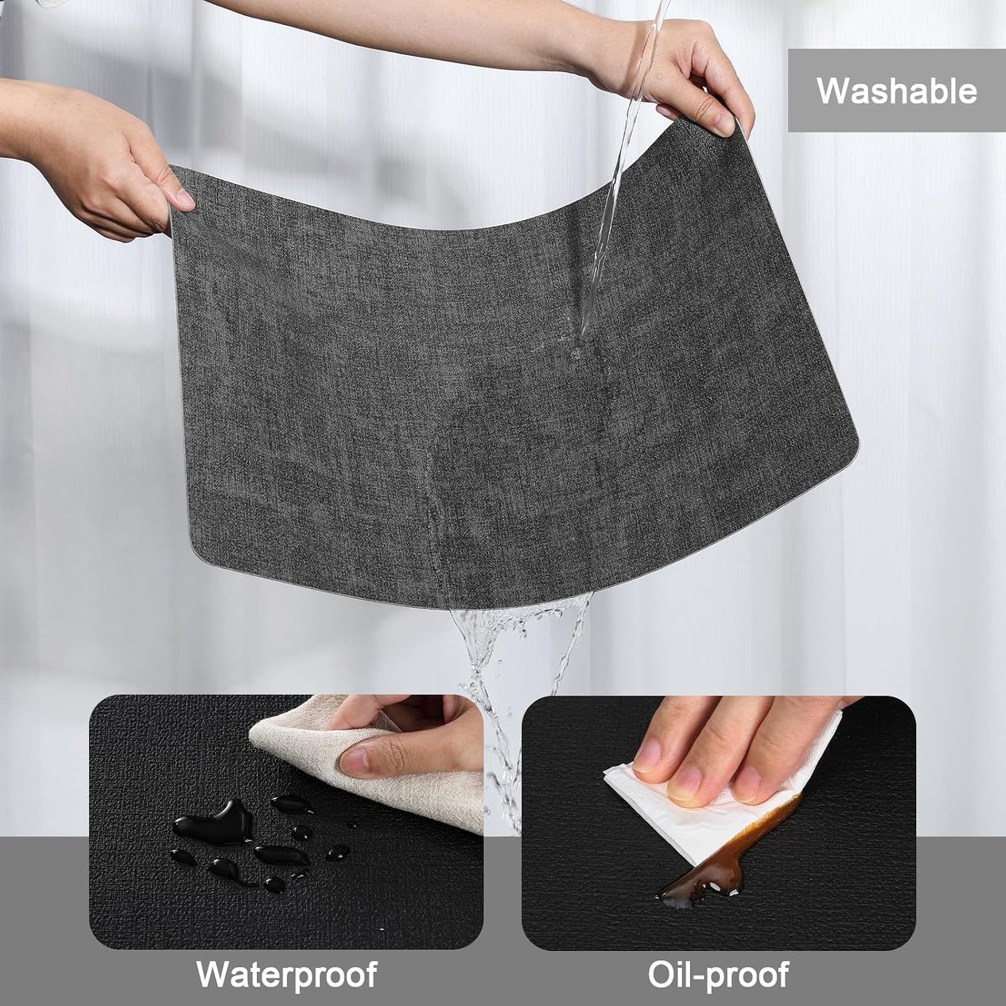 Myir JUN Faux Leather Placemats Set of 6, Dual Sided Waterproof Place Mats | Heat Resistant Wipeable Vinyl Table Mat