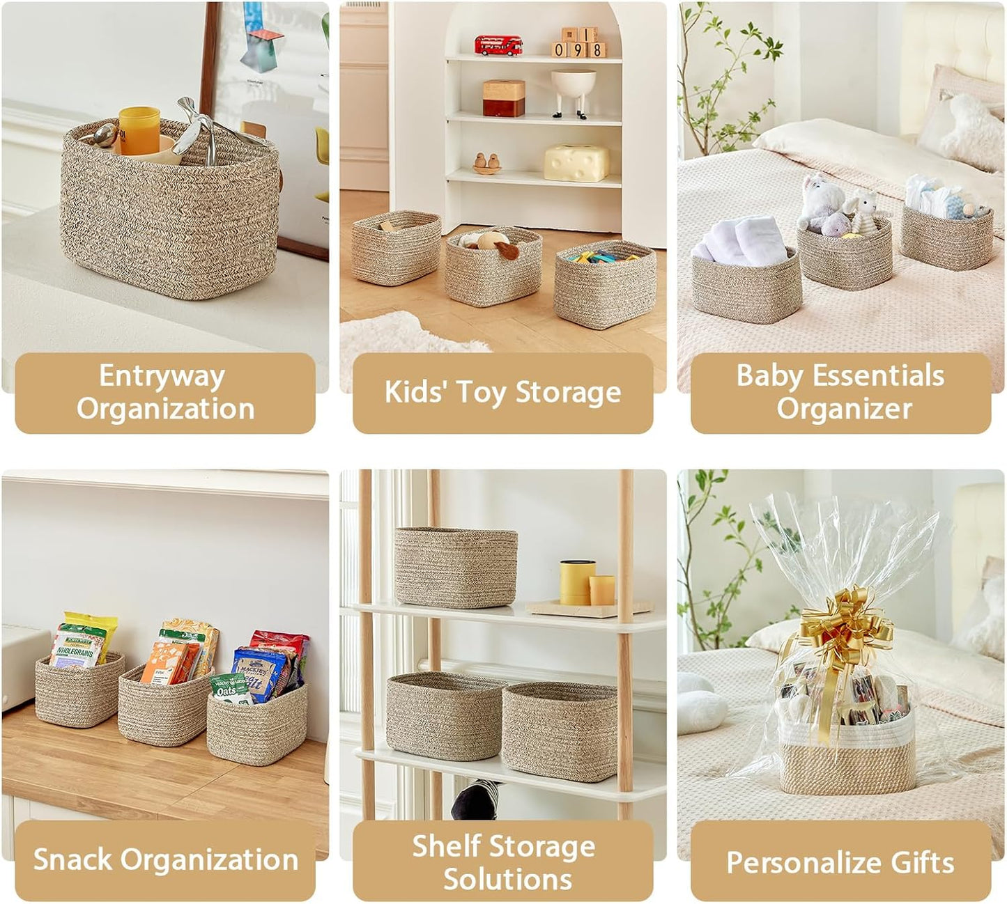 Bathroom Storage Basket / Beige / 10.6 x 6.7 x 6.7