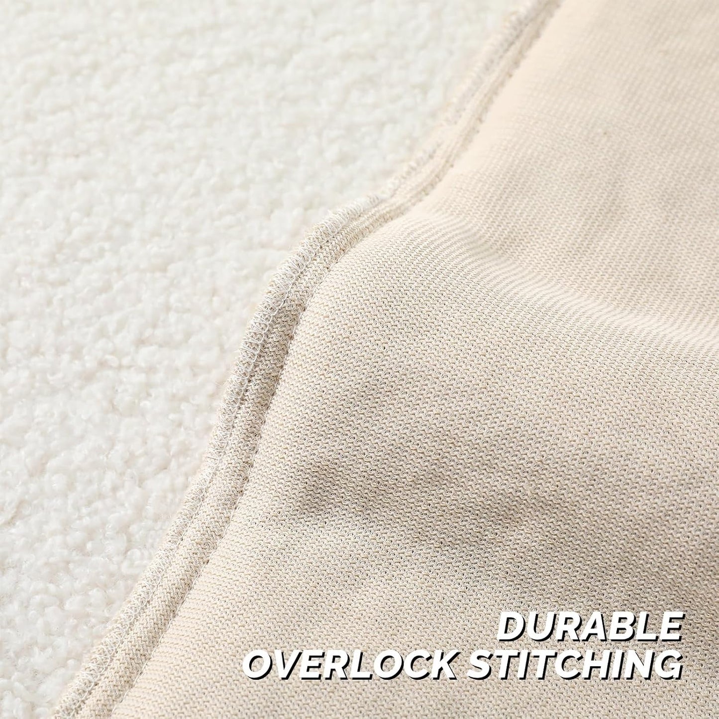 Furry Faux Fur Teddy Boucle Textured Cushion Covers / Beige / 18 x 18 / Set of 2