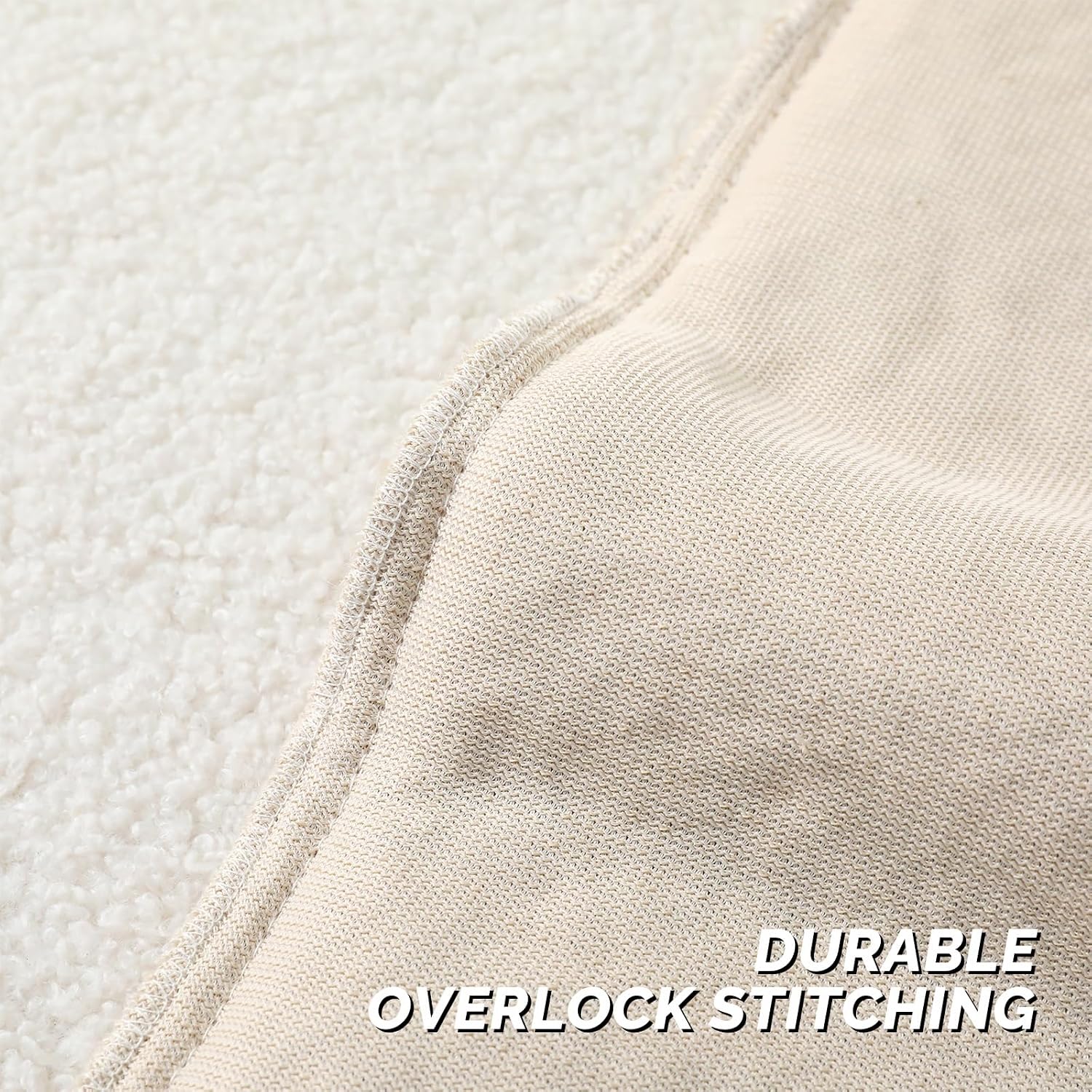 Furry Faux Fur Teddy Boucle Textured Cushion Covers / Beige / 18 x 18 / Set of 2