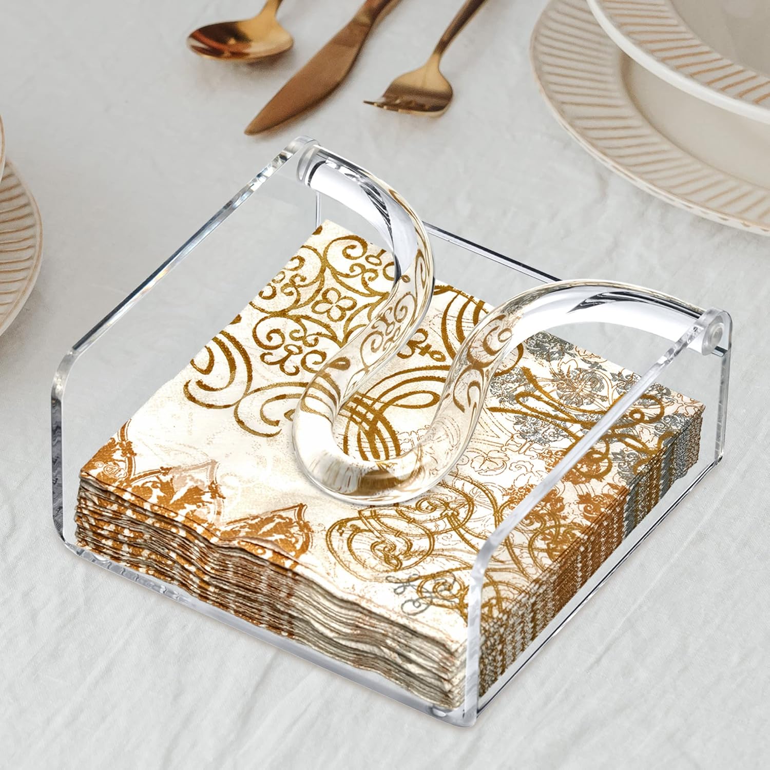 Acrylic Napkin Holder / Cocktail / Clear / 5.0 x 5.0