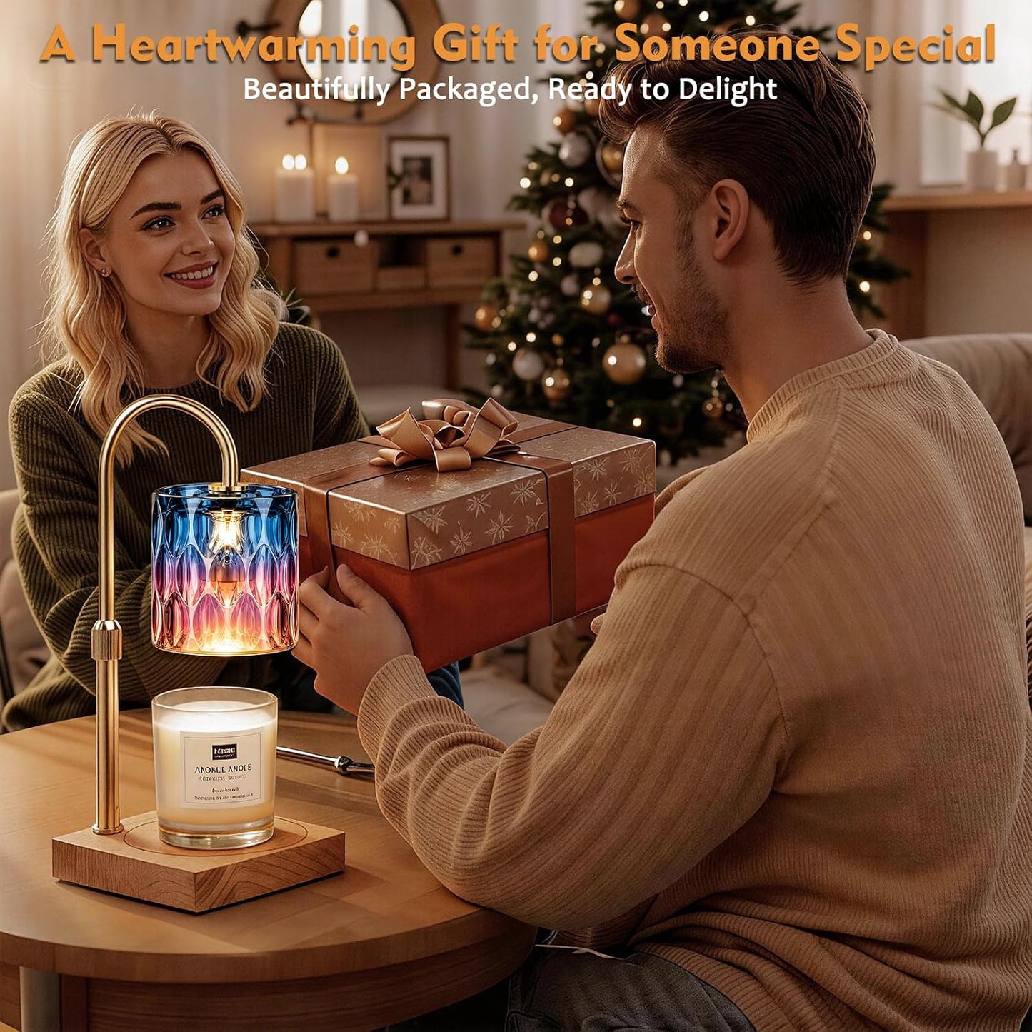 Candle Warmer Lamp with Timer & Dimmer, Candle Warmer Height Adjustable, Fits All Jar Scented Candles (Blue Purple)