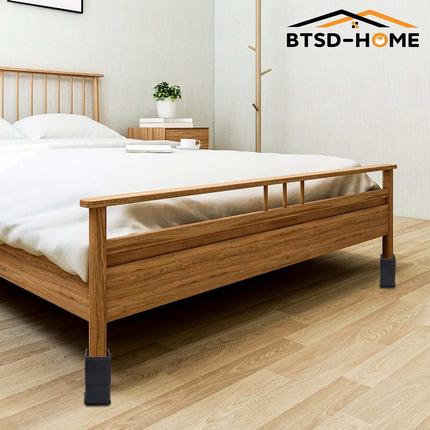 BTSD-home Adjustable Bed Risers 4 Inch, 8 Pack | Heavy Duty Stackable Furniture Lifts, 4 or 8 Inch, for Beds, Couches