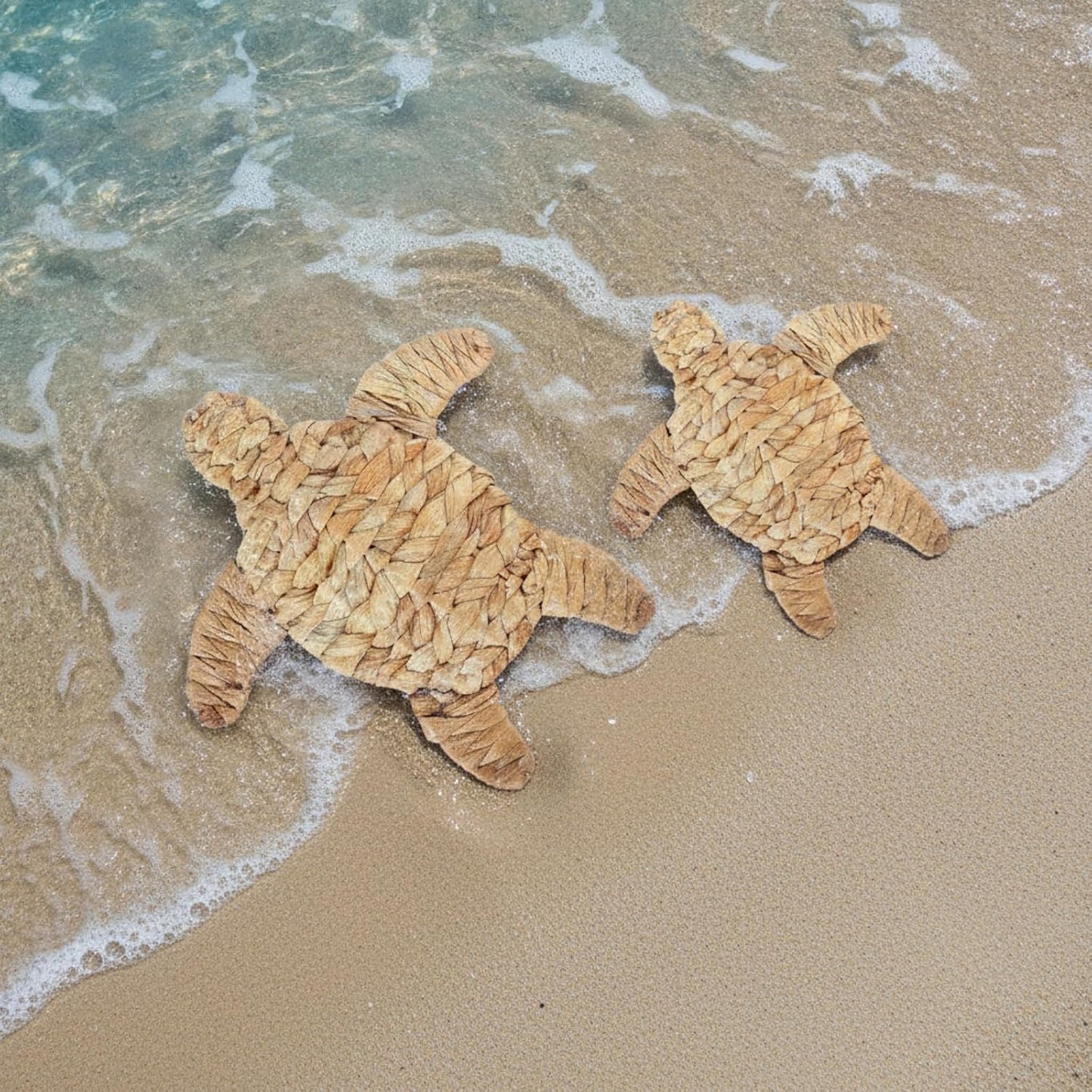 Sea Turtle Beach Theme Decor 2 Size Handmade Wicker Turtle Wall Decor Sea Life Hanging / Set of 2