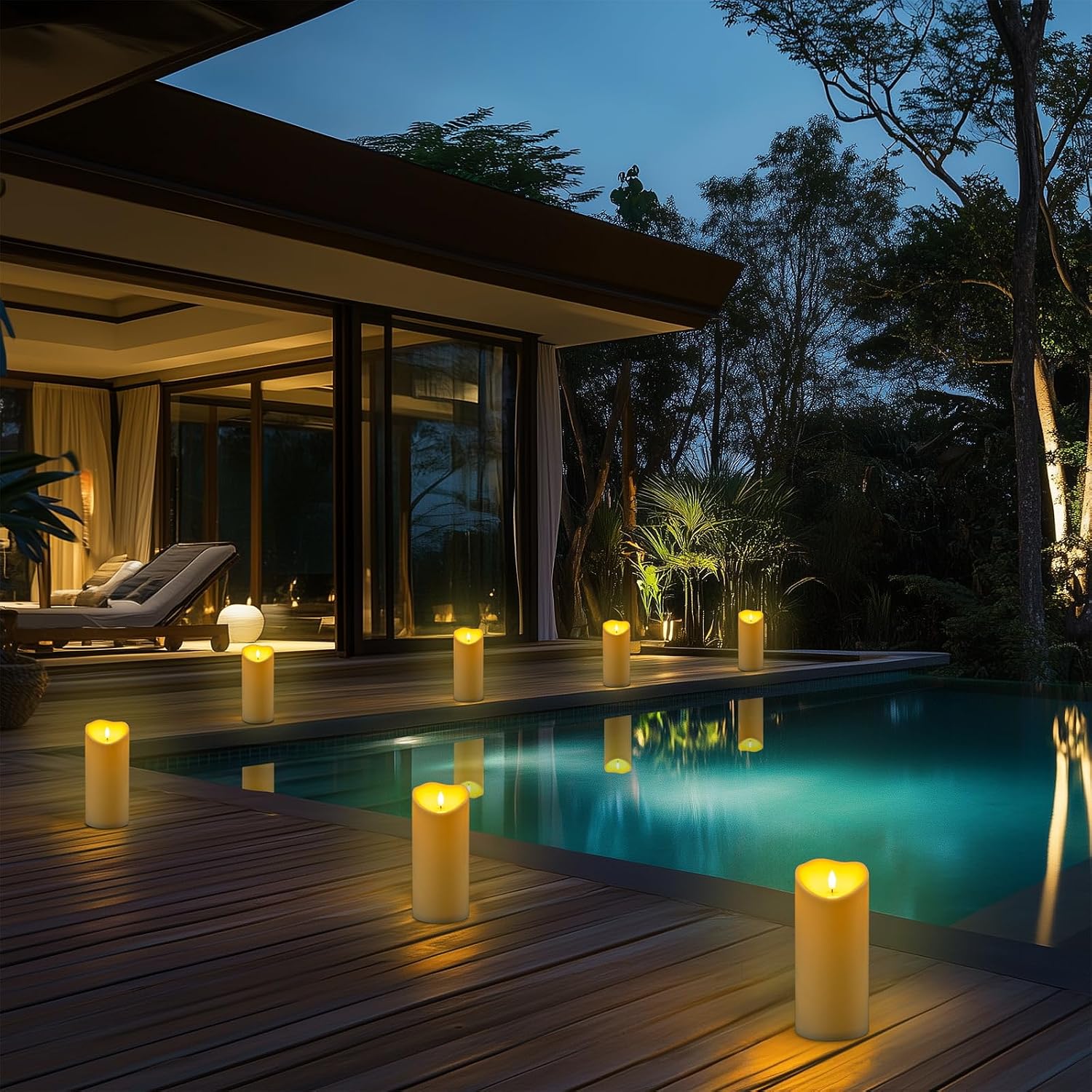Homemory 4"x9" Outdoor Waterproof Flameless Candles with Timers and Remote Control, Battery Operated Candles, LED
