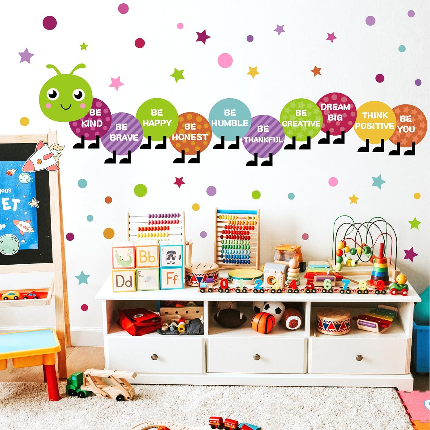 Kids Playroom Wall Decals Inspirational Wall Stickers Colorful Nursery Walls Decal Polka / Purple
