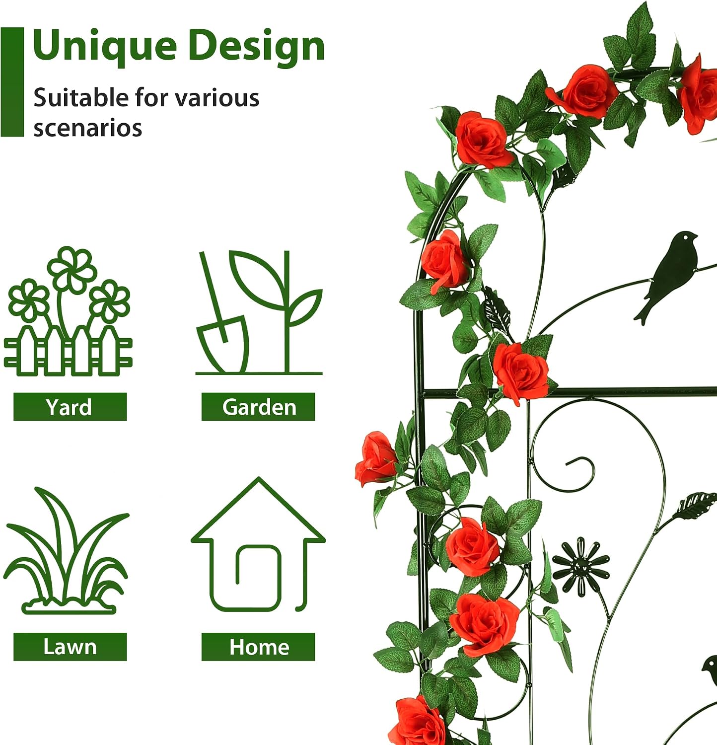 2 Pack 86.5" x 19.7" Metal Garden Trellis for Climbing Plants, Black | Black Plant Trellis Outdoor, Clematis Rrellis