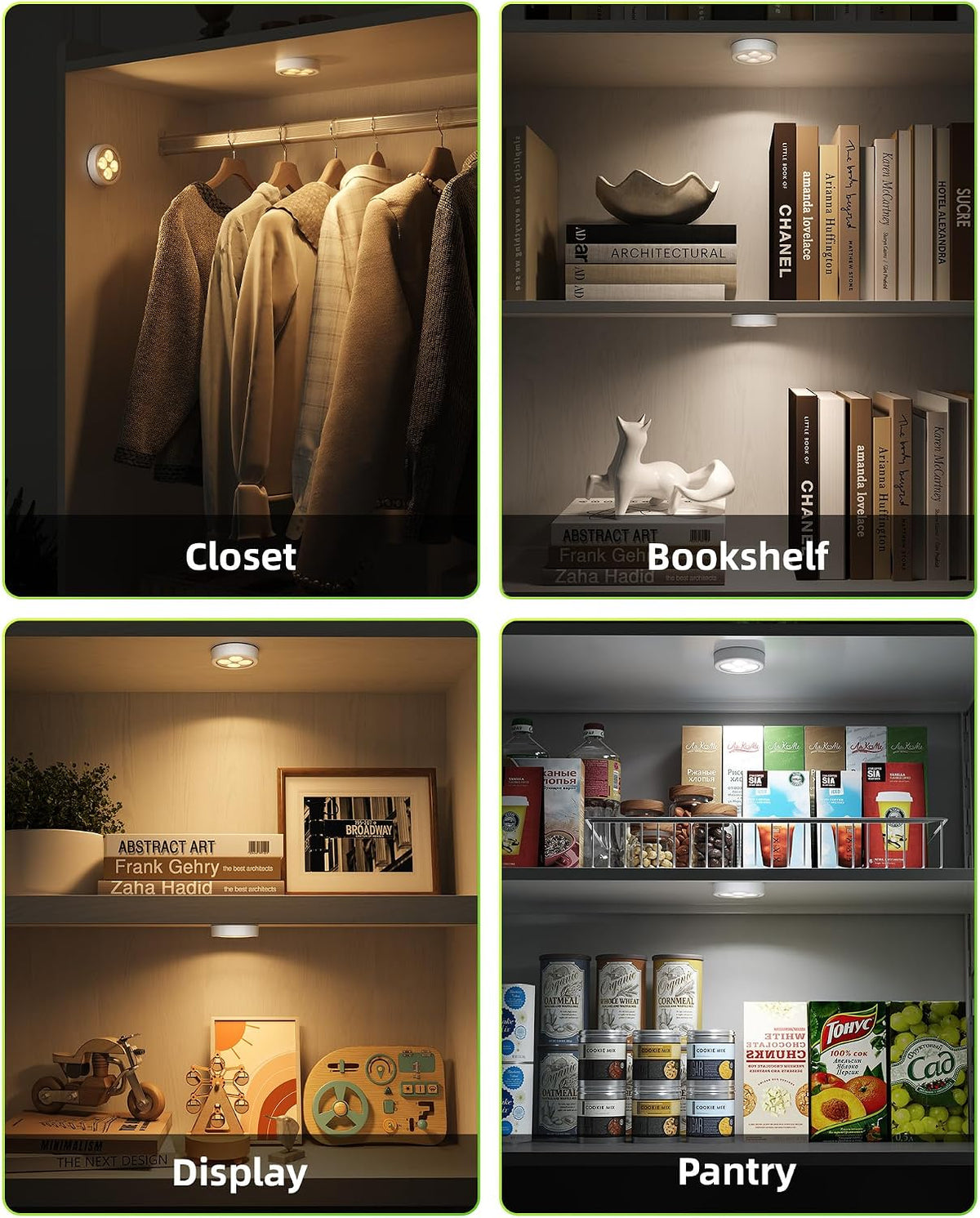 EZVALO LED Puck Lights with Charging Station, Rechargeable Stick On Tap Lights, Wireless Closet Light, 3 Color Temps