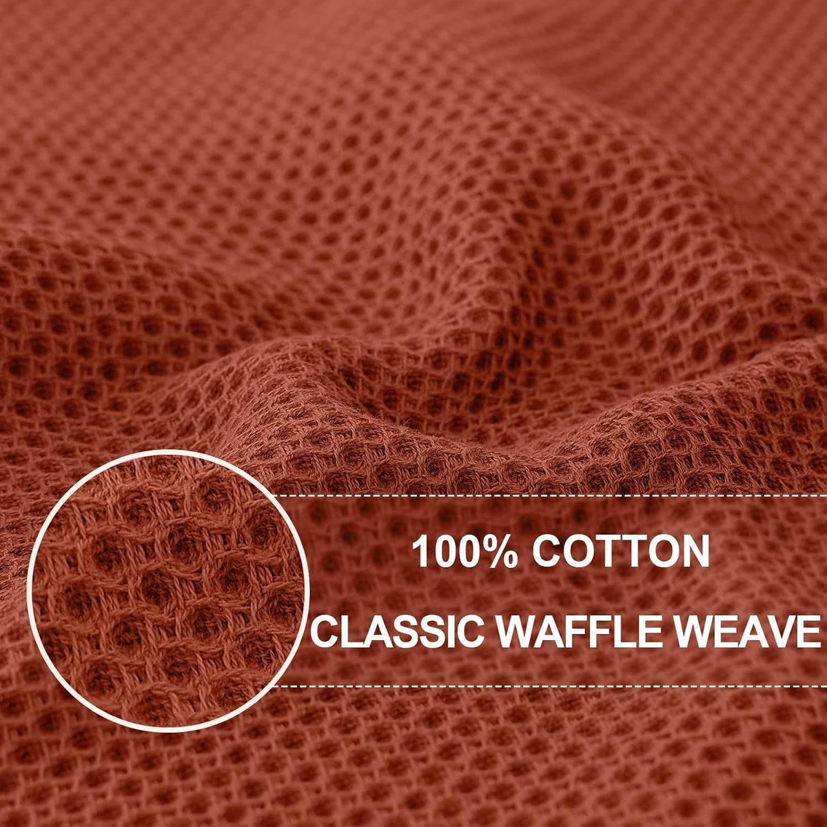 Homaxy 100% Cotton Oversized Waffle Weave Kitchen Towels 4-Pack, Rust | 20 x 28 Inches, Ultra Soft Absorbent Dish