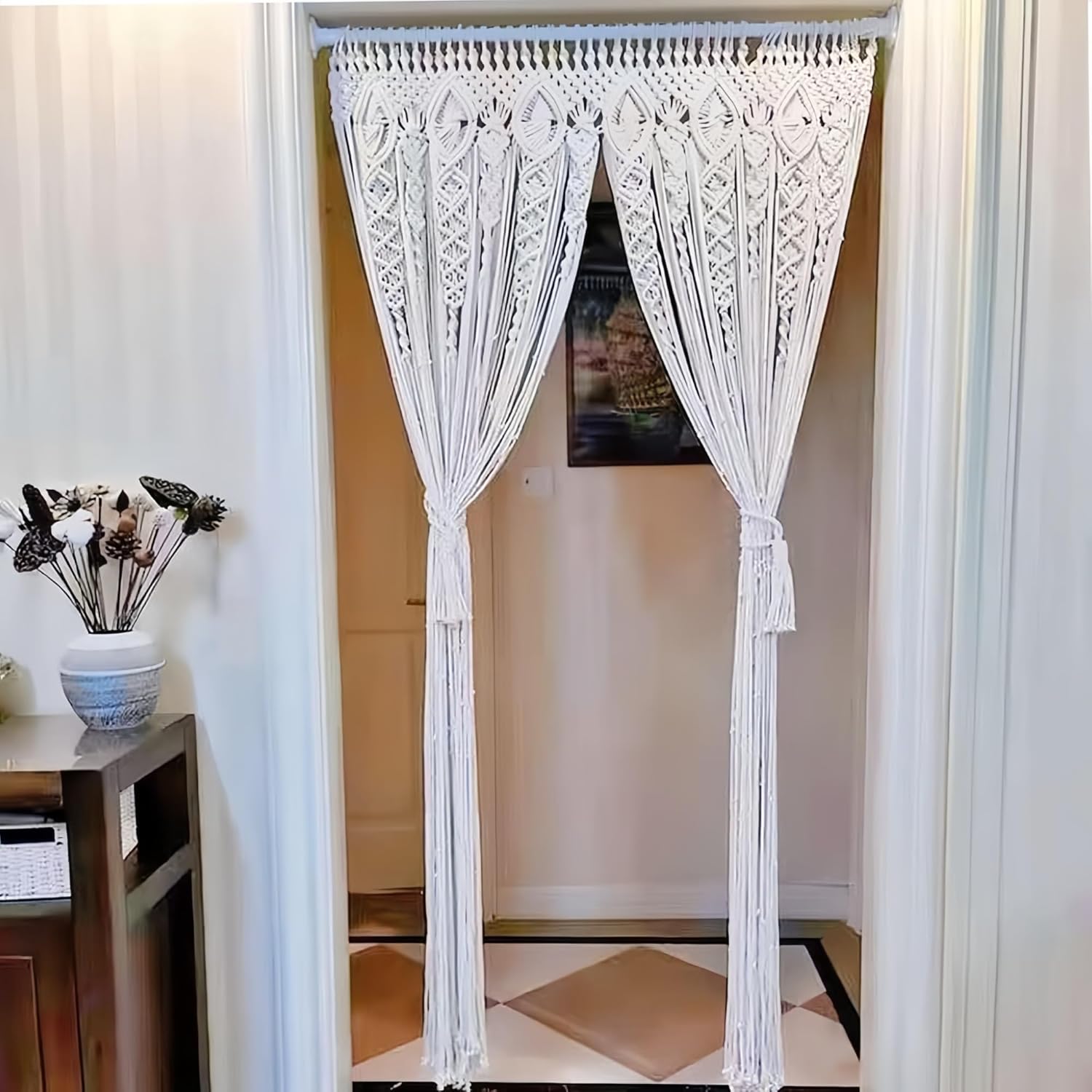 Boho Macrame Curtain / 40 x 80