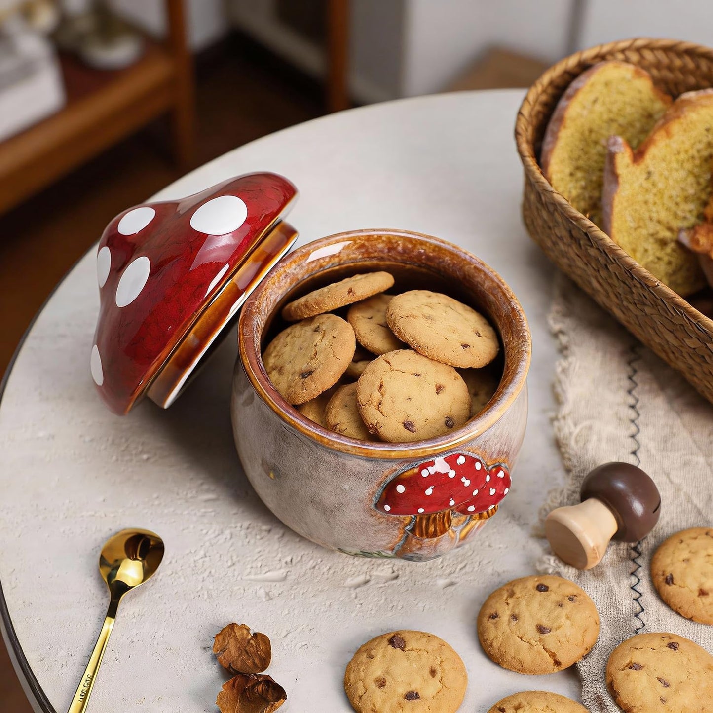 Ceramic Mushroom Candy Jar / Red