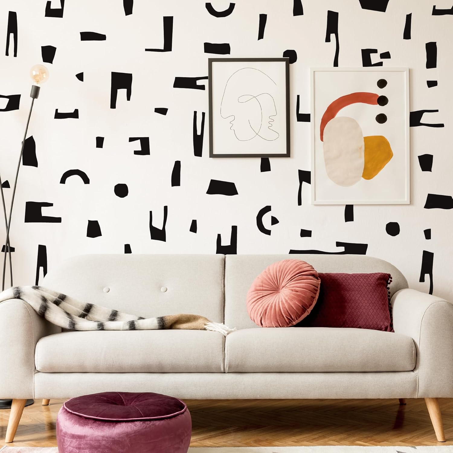 Modern Geometric Minimalist Stone Blocks Wall Stickers / Mysterious / Black
