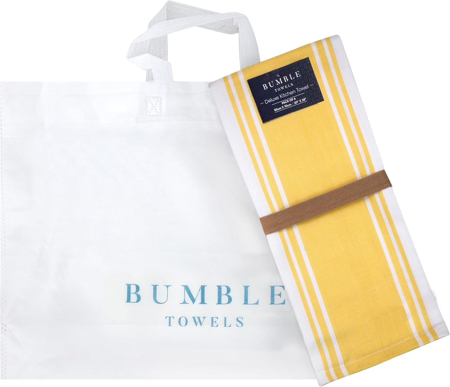 Premium Kitchen Towels 6 Pack 100% Cotton 20"x28" Dish Towels - Yellow Wide | Large Flat & Terry Kitchen Linen Set with