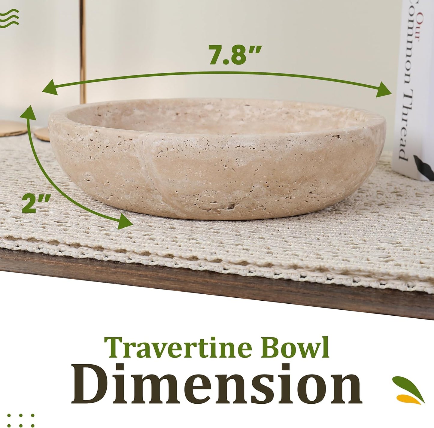 7.8" Diameter & 2" Height / Beige/natural - Travertine