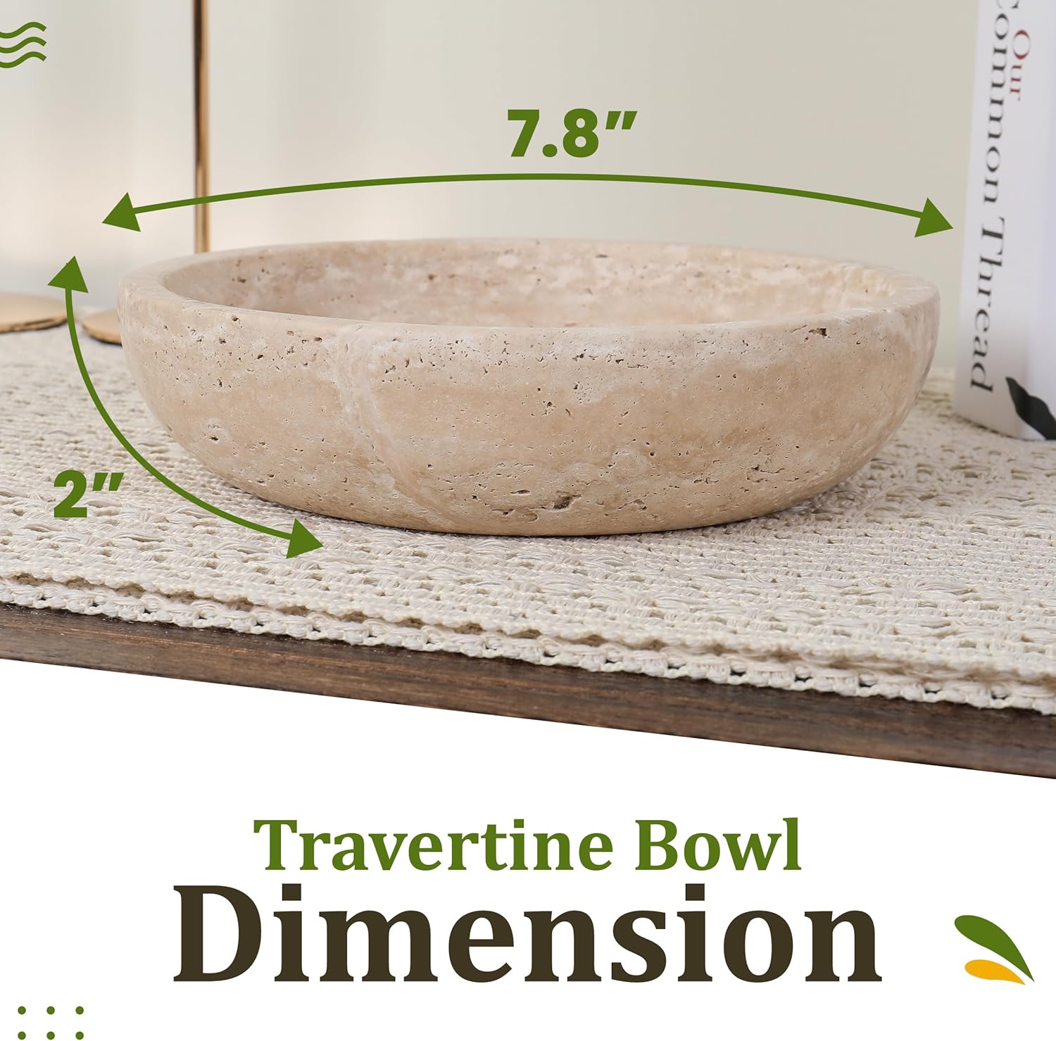 7.8" Diameter & 2" Height / Beige/natural - Travertine