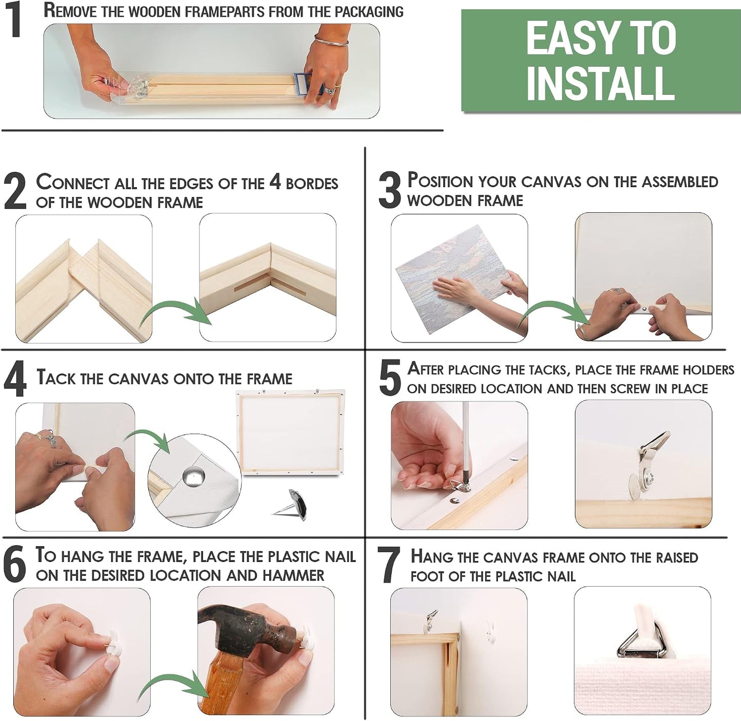 DIY Canvas Stretcher Bars Canvas Frame - Easy to Assemble, Gallery Wrap Oil Frame Kits Canvas Wood Stretcher Bars- for