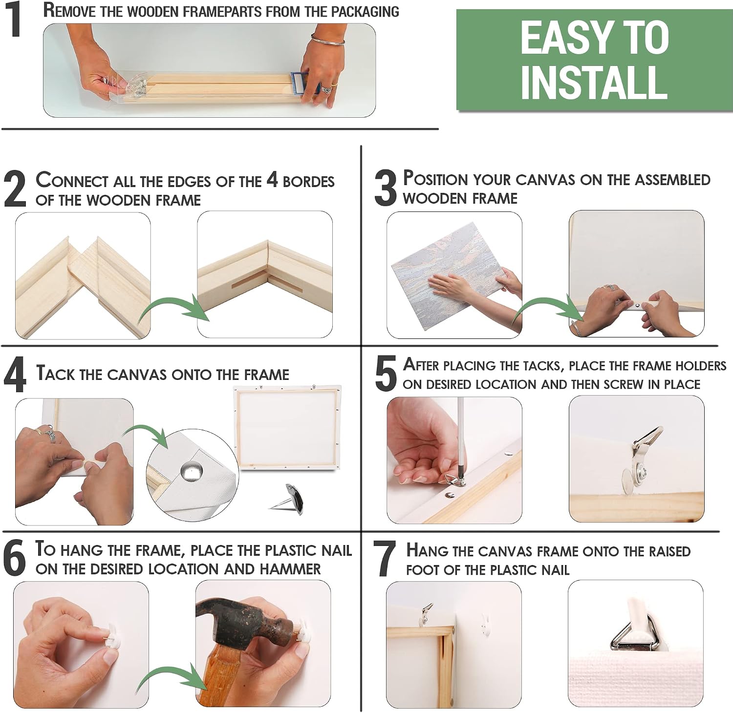 DIY Canvas Stretcher Bars Canvas Frame - Easy to Assemble, Gallery Wrap Oil Frame Kits Canvas Wood Stretcher Bars- for