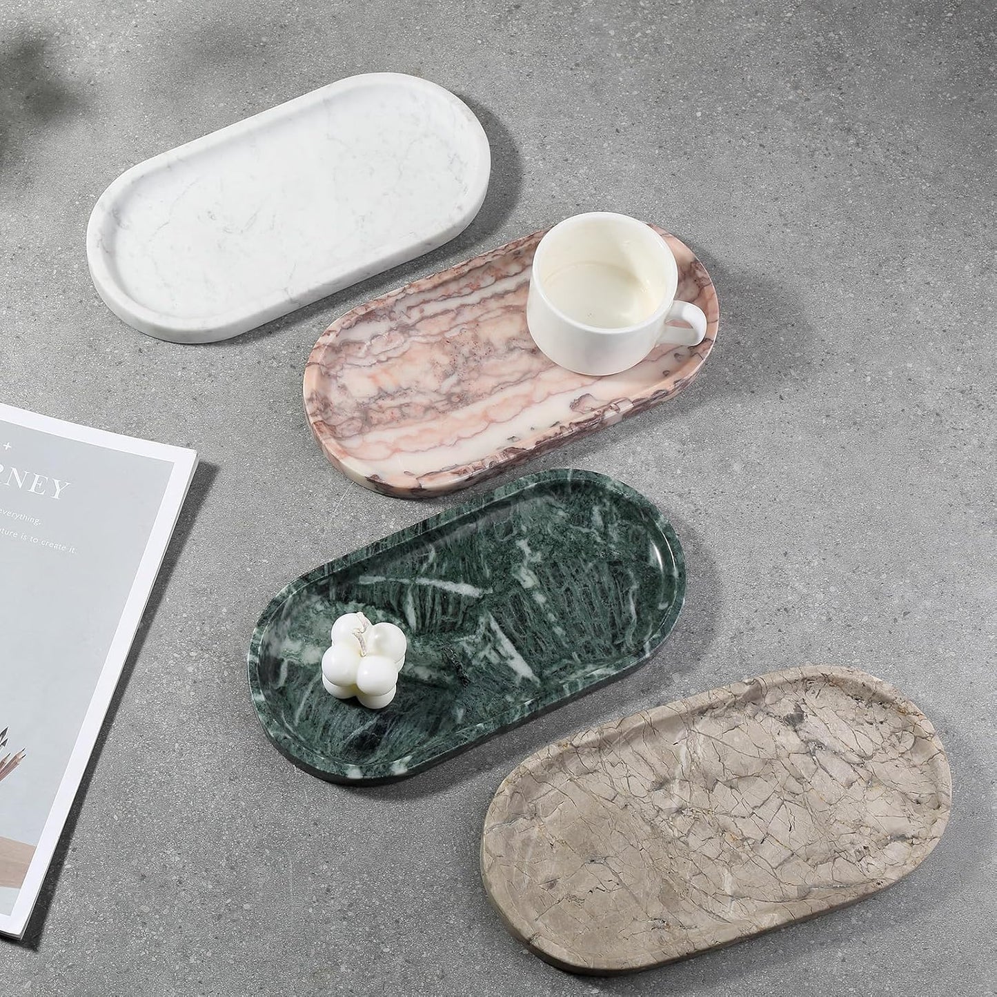 Marble Vanity Tray / Bianco Carrara White / 10 x 5 x 0.7