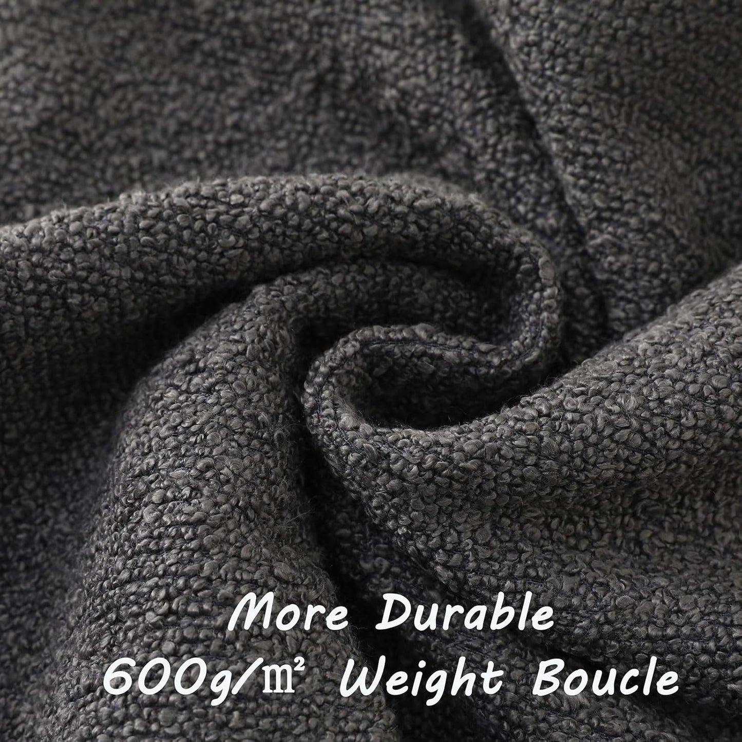Decorative Throw Pillow Covers Soft Solid Boucle Textured Cushion / Dark Grey / 18 x 18 / Set of 2