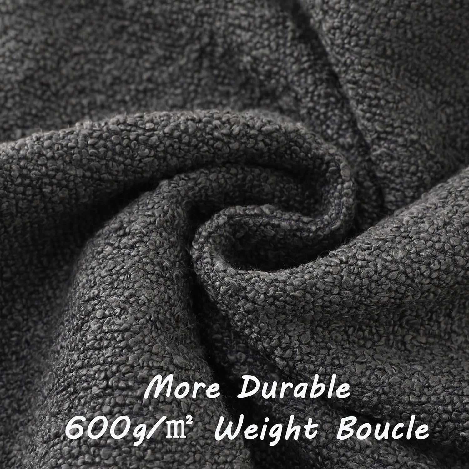 Decorative Throw Pillow Covers Soft Solid Boucle Textured Cushion / Dark Grey / 18 x 18 / Set of 2