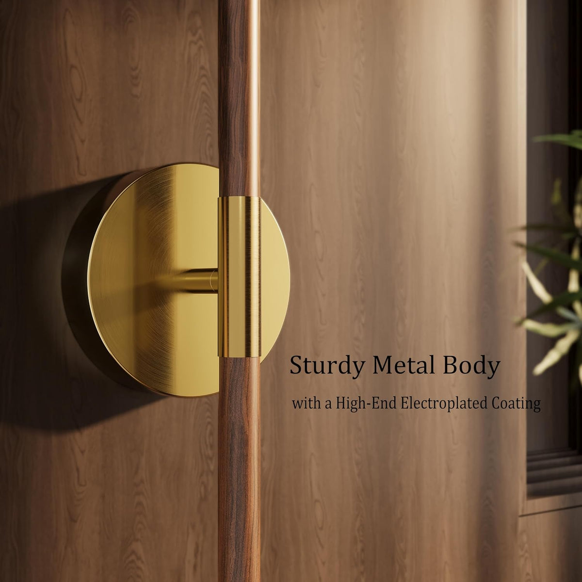 32" Battery Operated Wall Sconce Set of 2, 350° Rotating Lamp, Walnut Gold | Wireless, 8000mAh Rechargeable Battery
