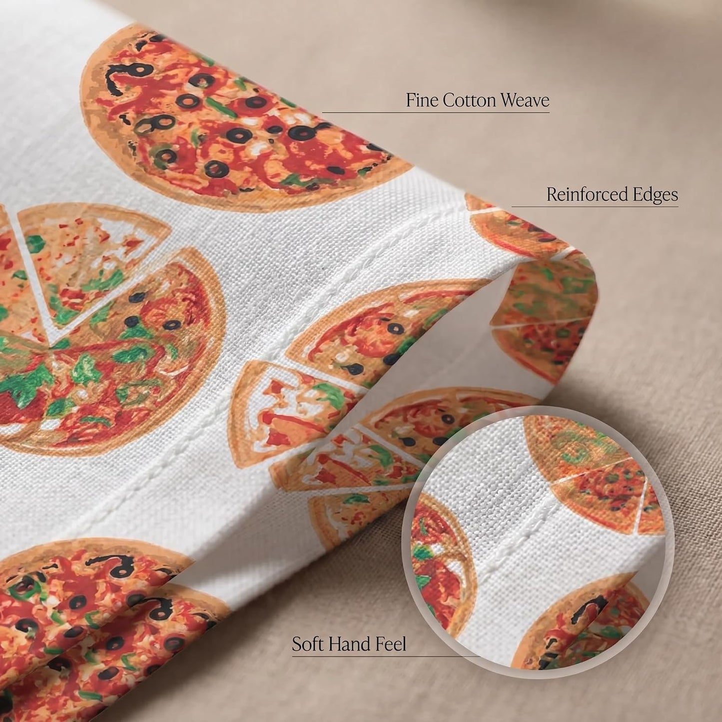 Urban Villa Cloth Napkins Cotton 20x20 (Set of 12) Pizza-Print