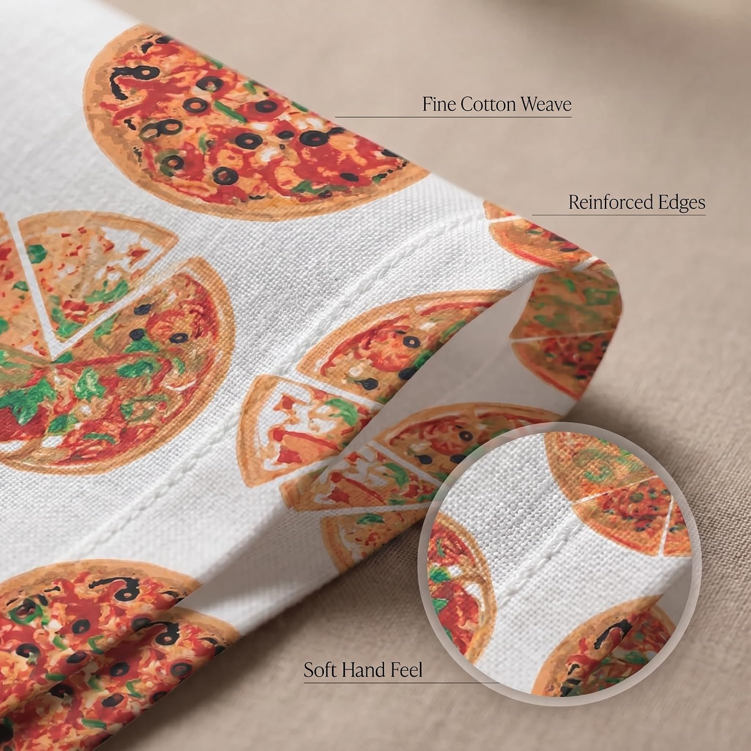Urban Villa Cloth Napkins Cotton 20x20 (Set of 12) Pizza-Print