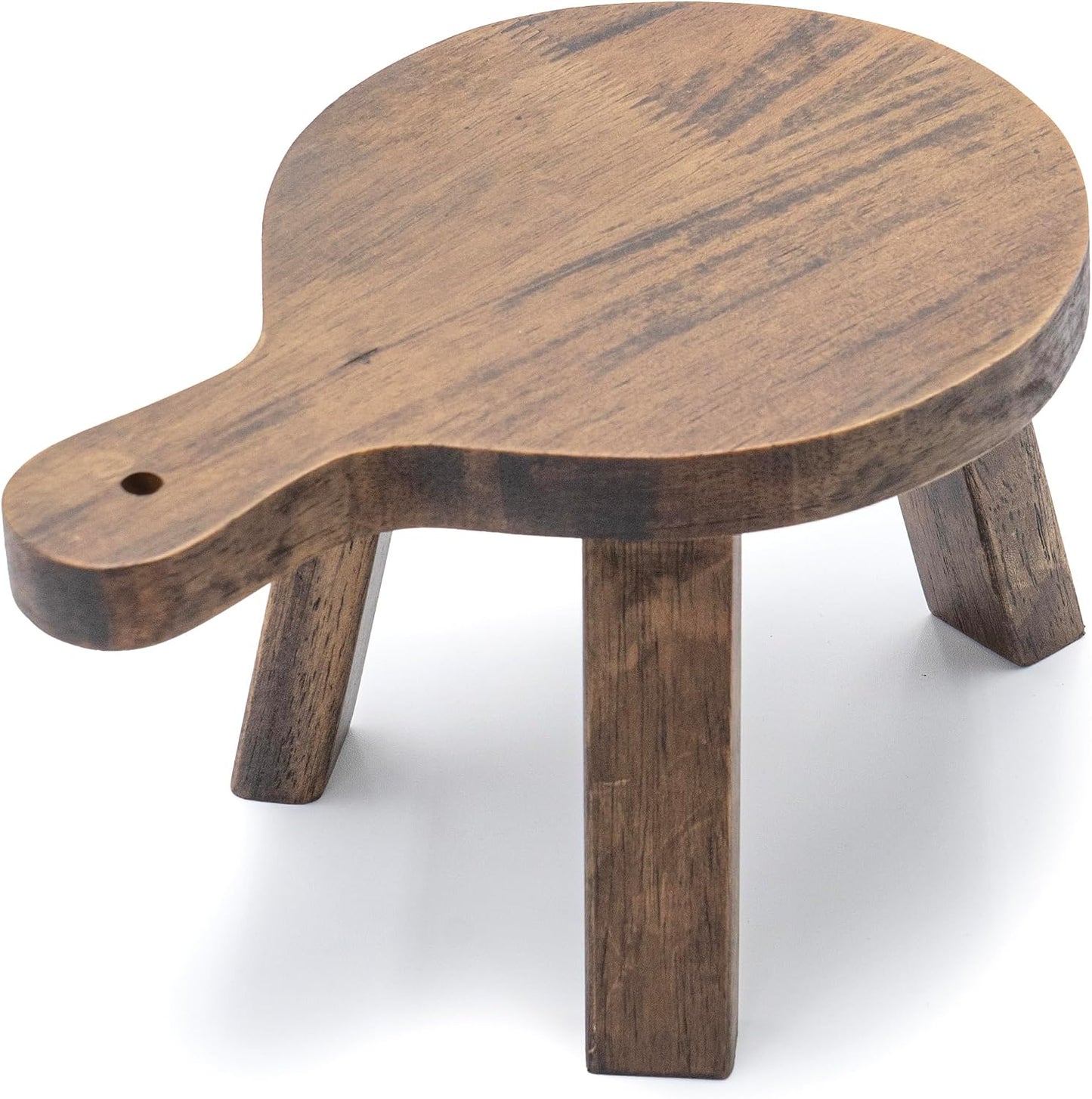Tall Mini Round Boho Chic Tabletop Sustainable Rubberwood Stool Display Stand / 6 Inch