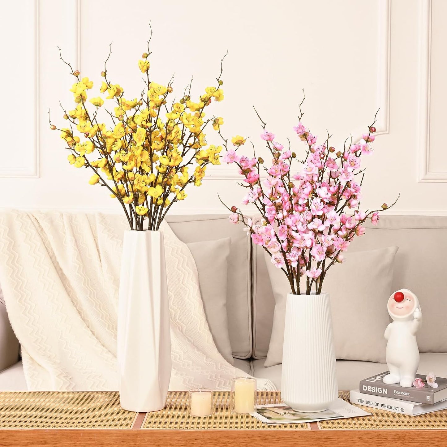 Cherry Blossom Branches for Vases / Yellow / Set of 4