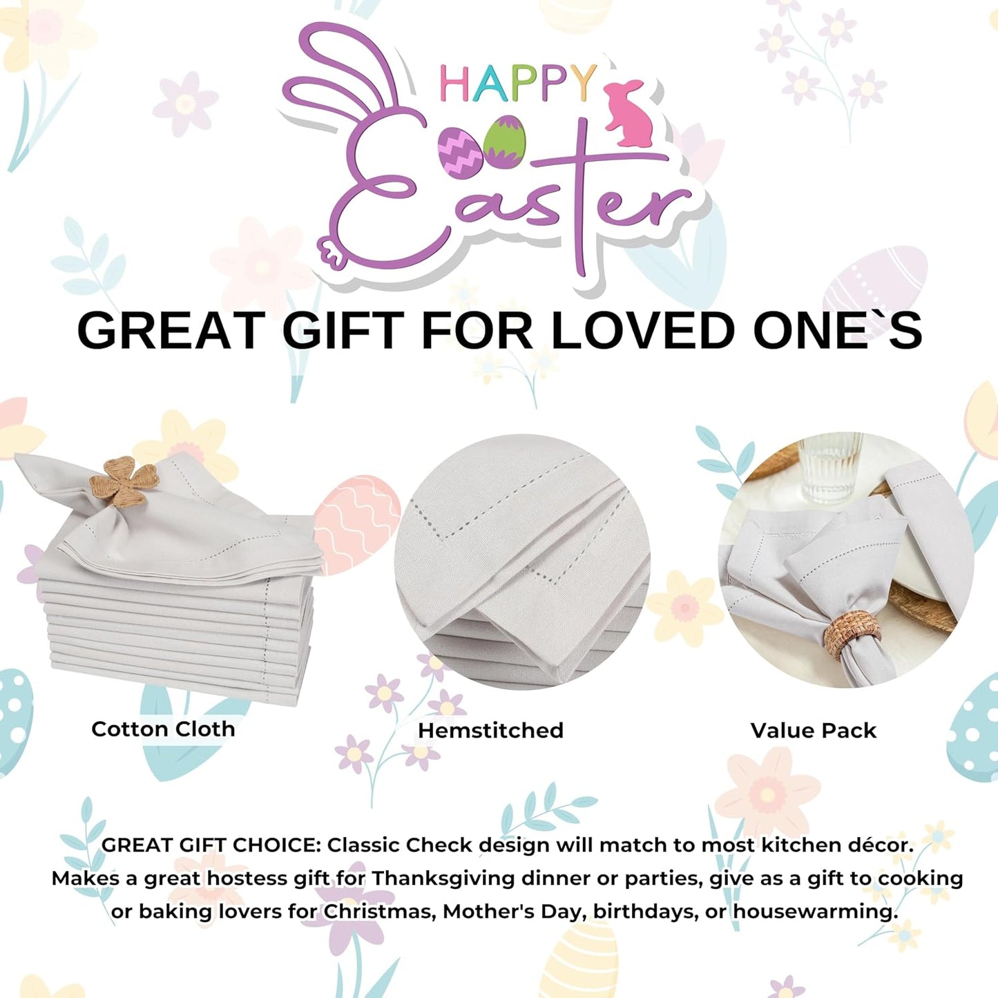 Bedding Craft Cotton Dinner Cloth Napkins Set of 12 – 18x18 Apricot Gelato Moonstruck Hemstitched – Machine Washable