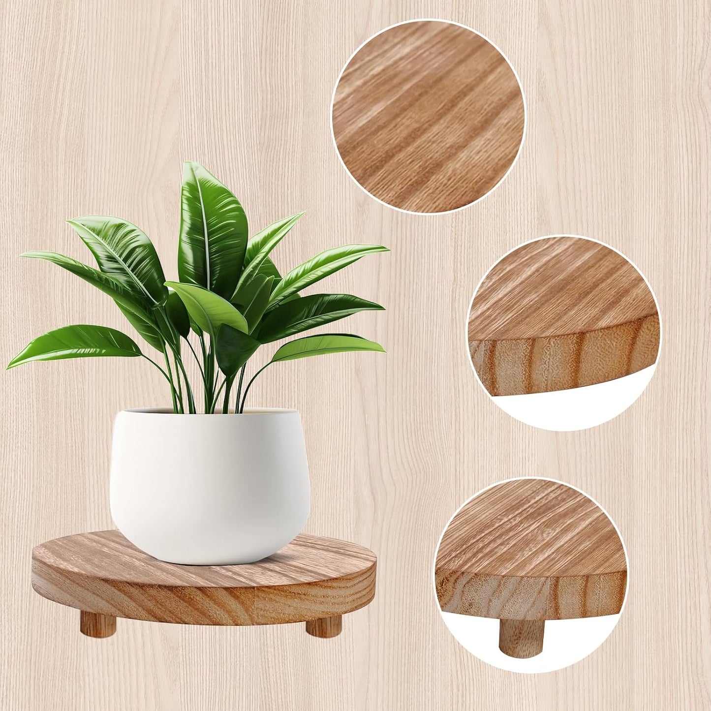 Wooden Risers for Display 5 Sizes Round Mini Riser Holder Wood Pedestal Stand for Display / Set of 5