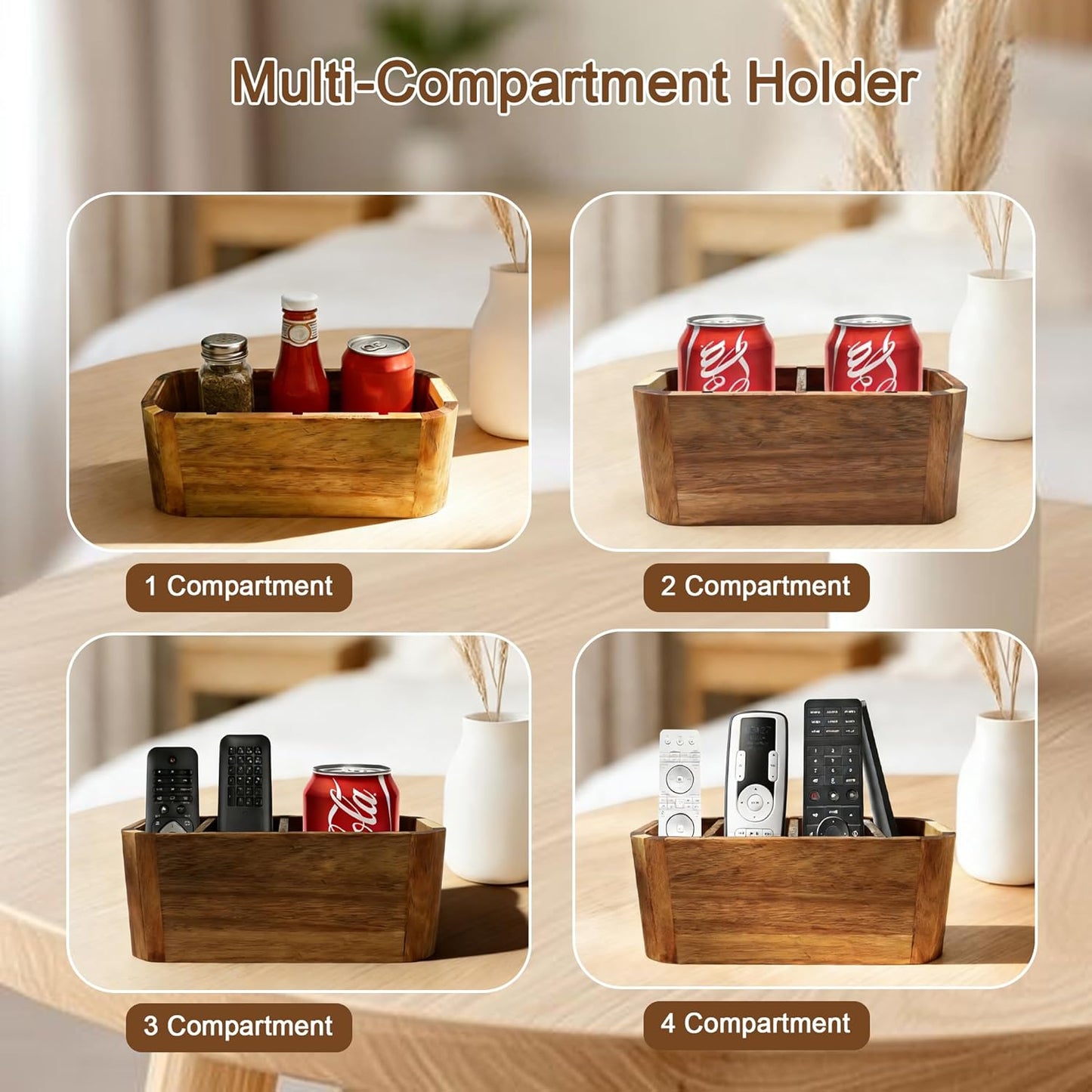 TV Remote Holder / Acacia Wood Remote Control Holder