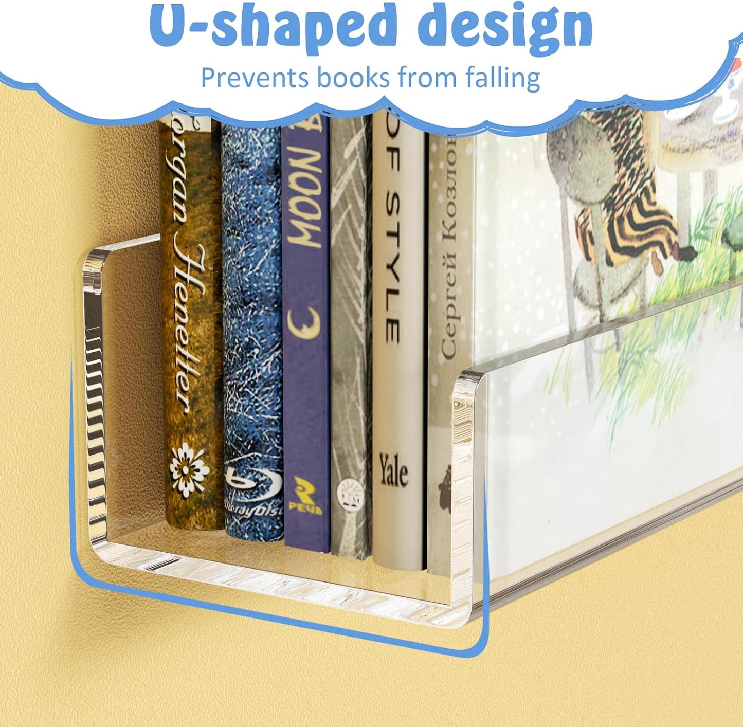 NIUBEE 24”Acrylic Floating Bookshelves for Kids Wall Shelves 2 Packs | Premium Acrylic 50% Thicker with Screwdriver