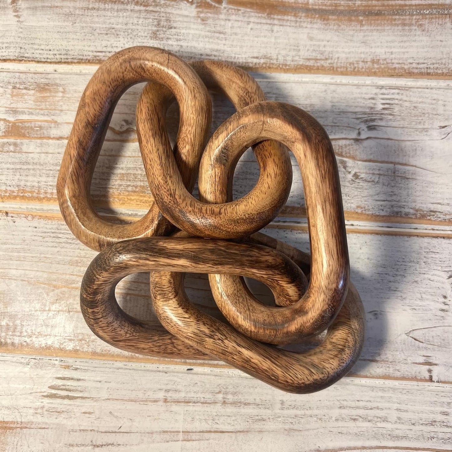 Rustic Wooden 5-Link Chain Ornament