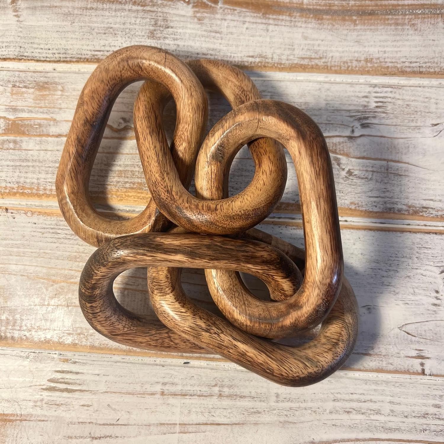 Rustic Wooden 5-Link Chain Ornament