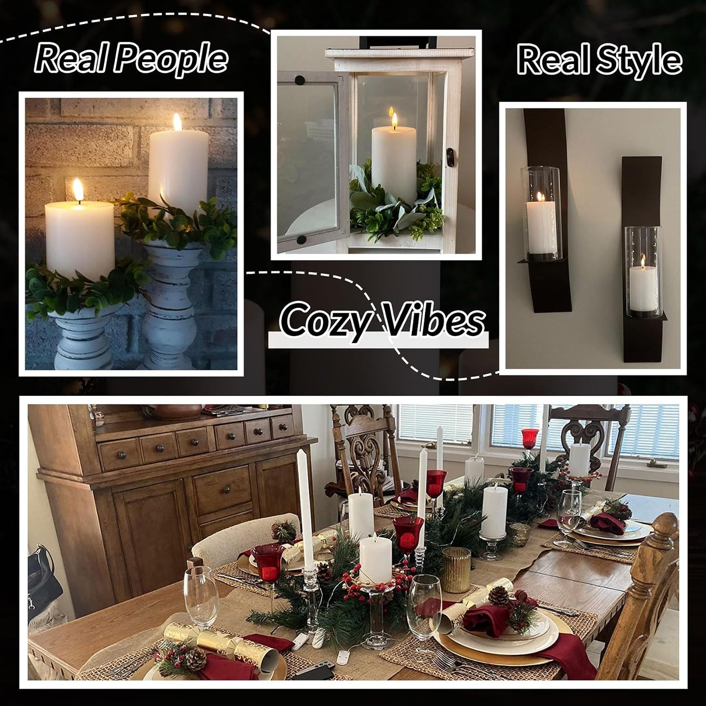White Flameless Faux Pillar Candles with Remote Set of 3 | Flickering LED Wax Candles, Flat Top, 2 AA Battery Power