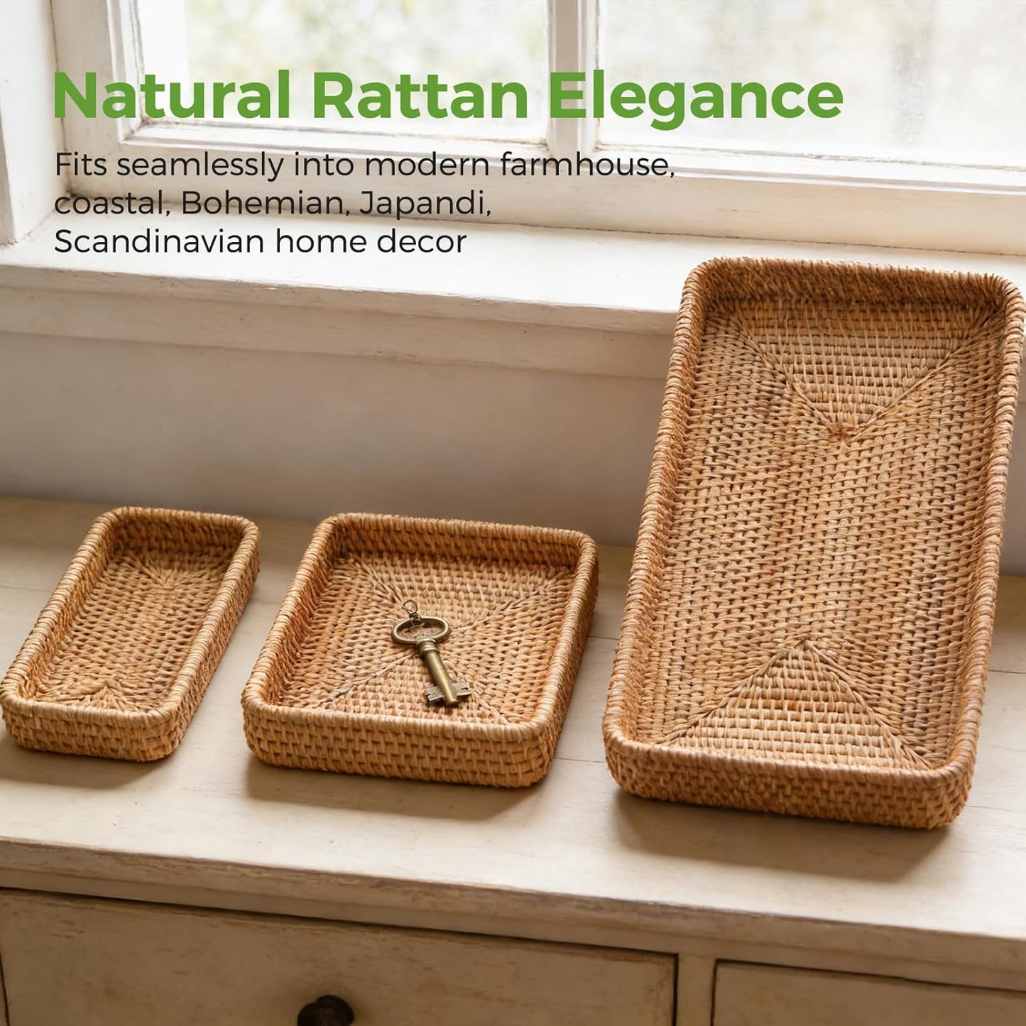 Rattan Serving Tray / Natural / Set of 3