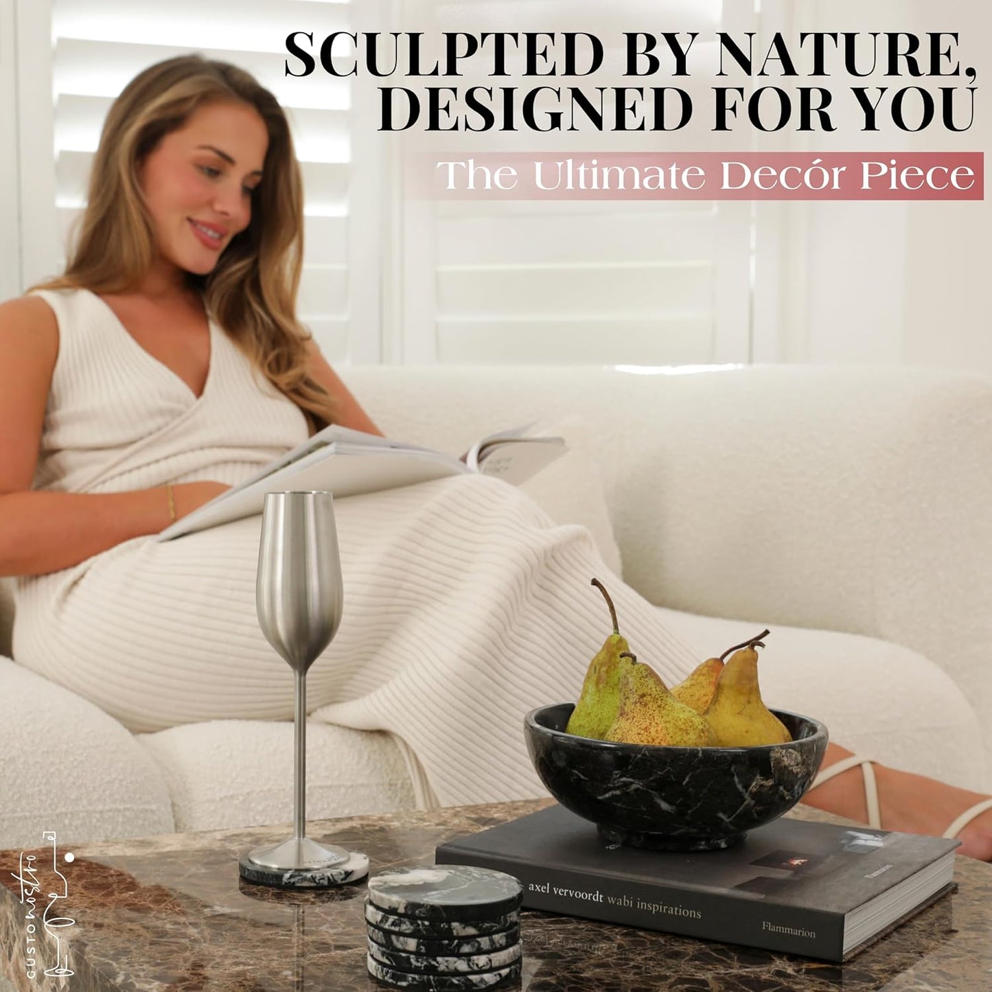Elegant Modern Fruit Bowl / Black Zebra