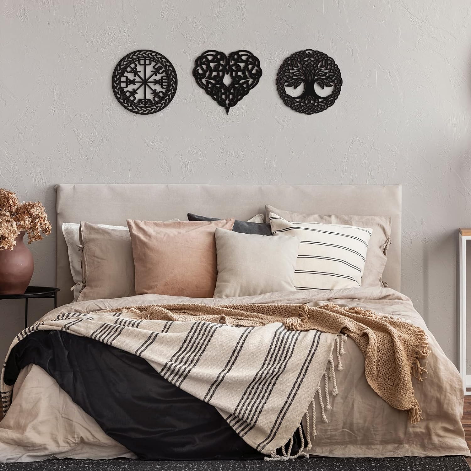 Viking Wall Decor Celtic Symbol Nordic Decor Norse Wooden Hanging Wall Art Celtic / Black / Set of 3