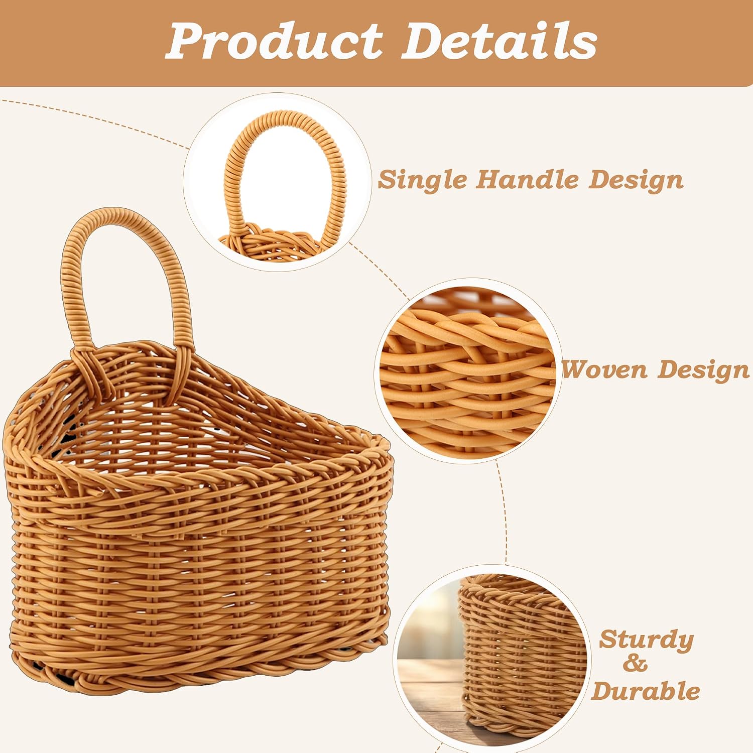 Wall Decorative Storage Baskets Woven Hanging Basket / Set of 2