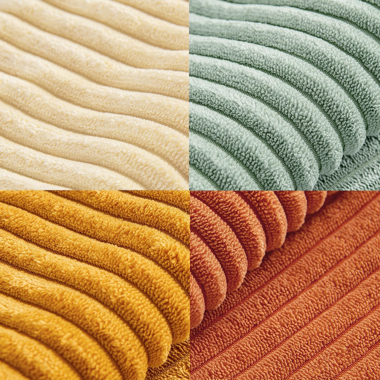 Decorative Throw Pillow Covers Boho Corduroy Striped Cushion / 18 x 18 / Teal Orange / Set of 4