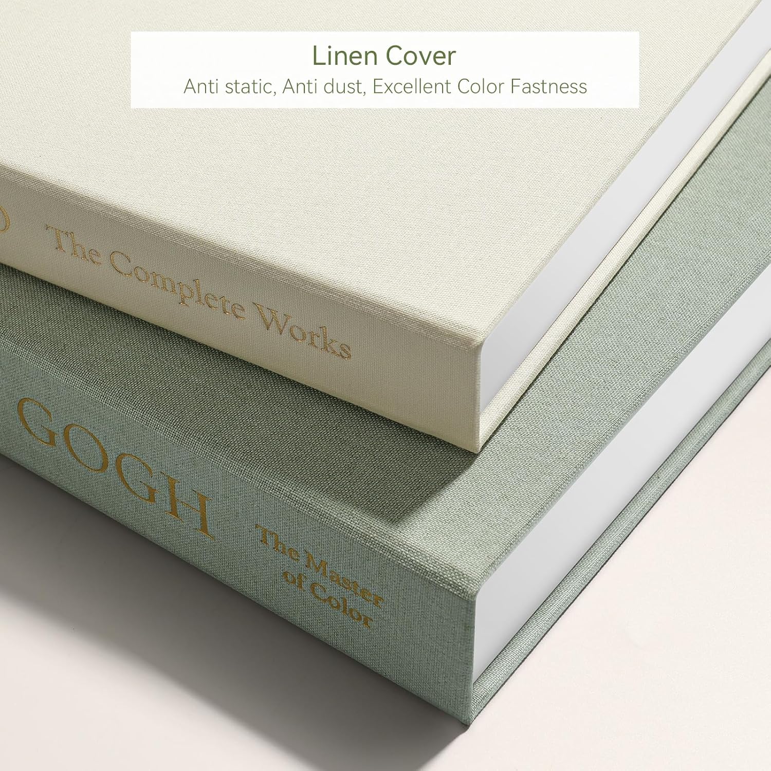 Minimalist Linen Hardcover Faux/Fake Books / Sage-beige / Artist / Set of 2