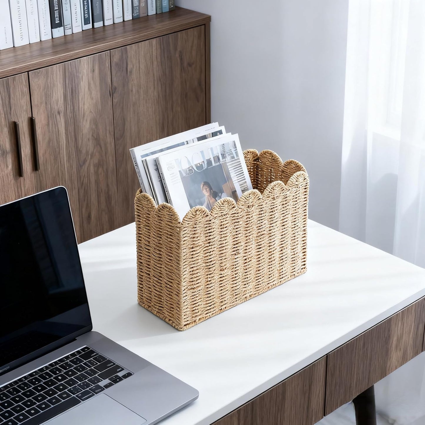 Tall Narrow Wicker Magazine Basket